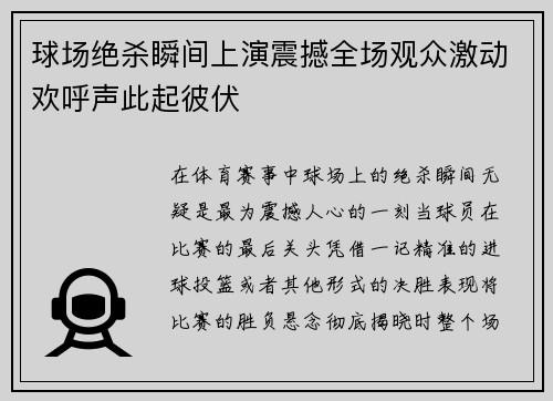 球场绝杀瞬间上演震撼全场观众激动欢呼声此起彼伏